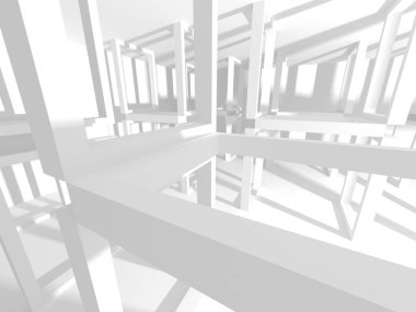 Soyut modern beyaz mimari arka planı. 3d resimleme