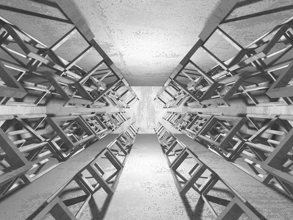 Geometrik beton mimari arka plan. 3D render illüstrasyon