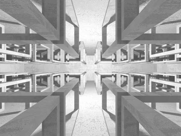 Karanlık boş oda. Beton duvarlar paslı. Mimari grunge arka plan. 3D render illüstrasyon