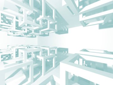 Soyut modern beyaz mimari arka planı. 3d resimleme