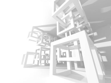 Soyut modern beyaz mimari arka planı. 3d resimleme