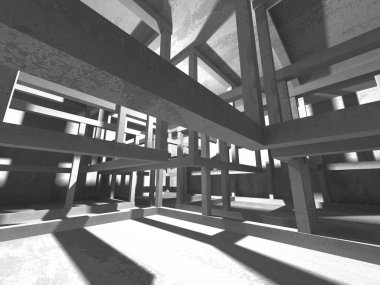 Karanlık beton boş oda