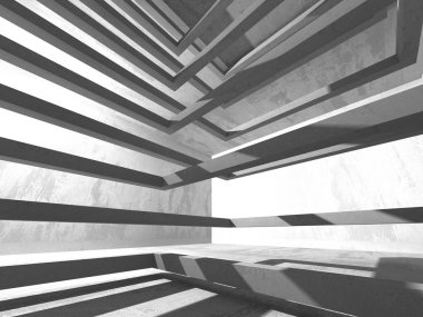 Geometrik beton mimari arka plan. 3D render illüstrasyon