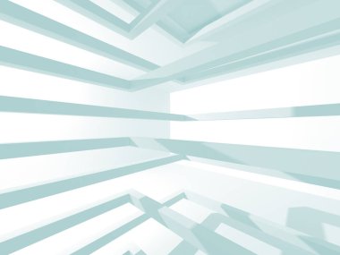 Beyaz Mimarlık inşaat Modern iç arka plan. 3D render illüstrasyon