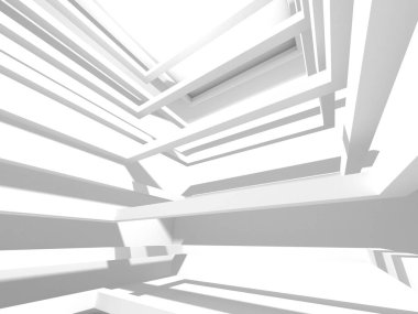 Fütüristik beyaz mimari tasarım arka plan. 3D render illüstrasyon