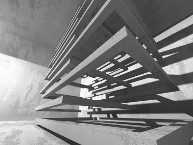 Geometrik beton mimari arka plan. 3D render illüstrasyon