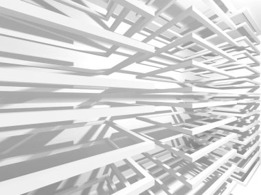 Beyaz Mimarlık inşaat Modern iç arka plan. 3D render illüstrasyon