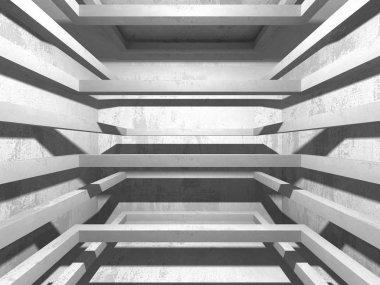 Karanlık boş oda. Beton duvarlar paslı. Mimari grunge arka plan. 3D render illüstrasyon