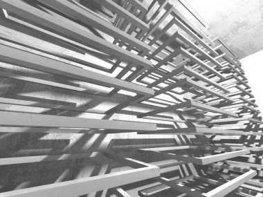 Geometrik beton mimari arka plan. 3D render illüstrasyon