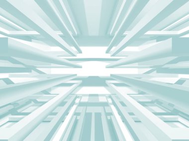 Fütüristik beyaz mimari tasarım arka plan. 3D render illüstrasyon