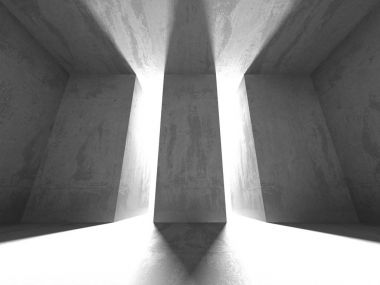 Geometrik beton mimari arka plan. 3D render illüstrasyon