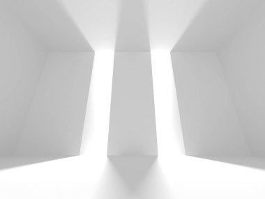 Beyaz Mimarlık inşaat Modern iç arka plan. 3D render illüstrasyon