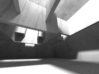 Geometrik beton mimari arka plan. 3D render illüstrasyon