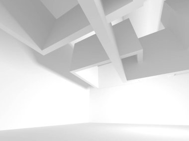 Soyut modern beyaz mimari arka planı. 3d resimleme