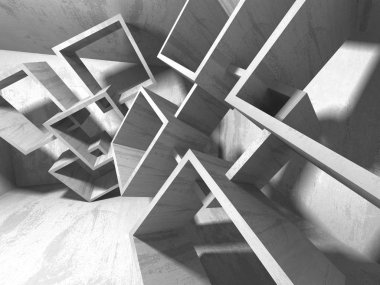 Geometrik beton mimari arka plan. 3D render illüstrasyon