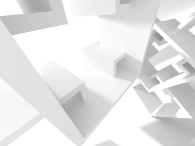 Soyut modern beyaz mimari arka planı. 3d resimleme