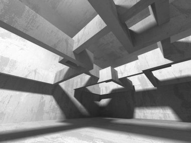 Geometrik beton mimari arka plan. 3D render illüstrasyon