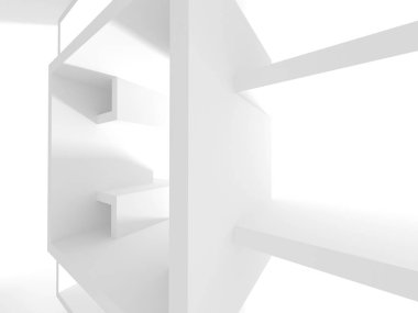 Fütüristik beyaz mimari tasarım arka plan. 3D render illüstrasyon