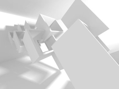 Soyut modern beyaz mimari arka planı. 3d resimleme