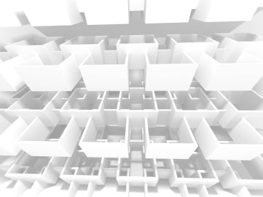 Soyut modern beyaz mimari arka planı. 3d resimleme