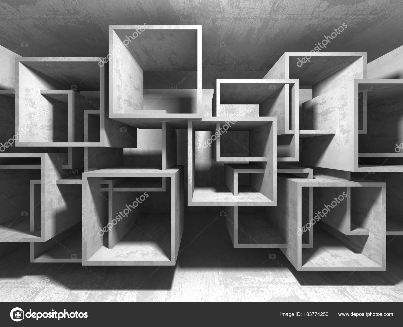 黑暗的地下室里空荡荡的房间的室内装饰混凝土墙建筑背景渲染图 图库照片 C Versusstudio 黑暗的地下室里空荡荡的房间的室内装饰混凝土墙建筑背景渲染图 图库照片 C Versusstudio