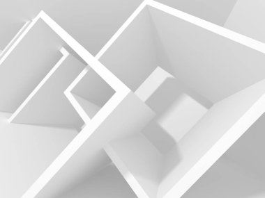 Soyut modern beyaz mimari arka planı. 3d resimleme