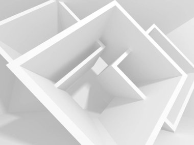 Soyut modern beyaz mimari arka planı. 3d resimleme