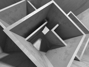 Geometrik beton mimari arka plan. 3D render illüstrasyon