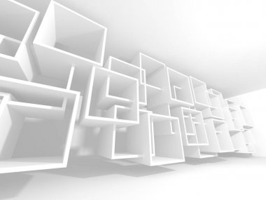 Soyut modern beyaz mimari arka planı. 3d resimleme