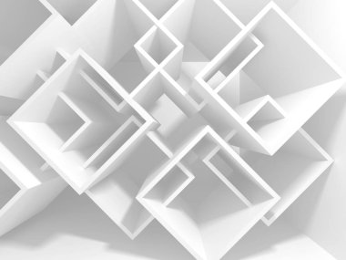 Soyut modern beyaz mimari arka planı. 3d resimleme