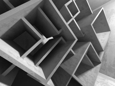 Geometrik beton mimari arka plan. 3D render illüstrasyon