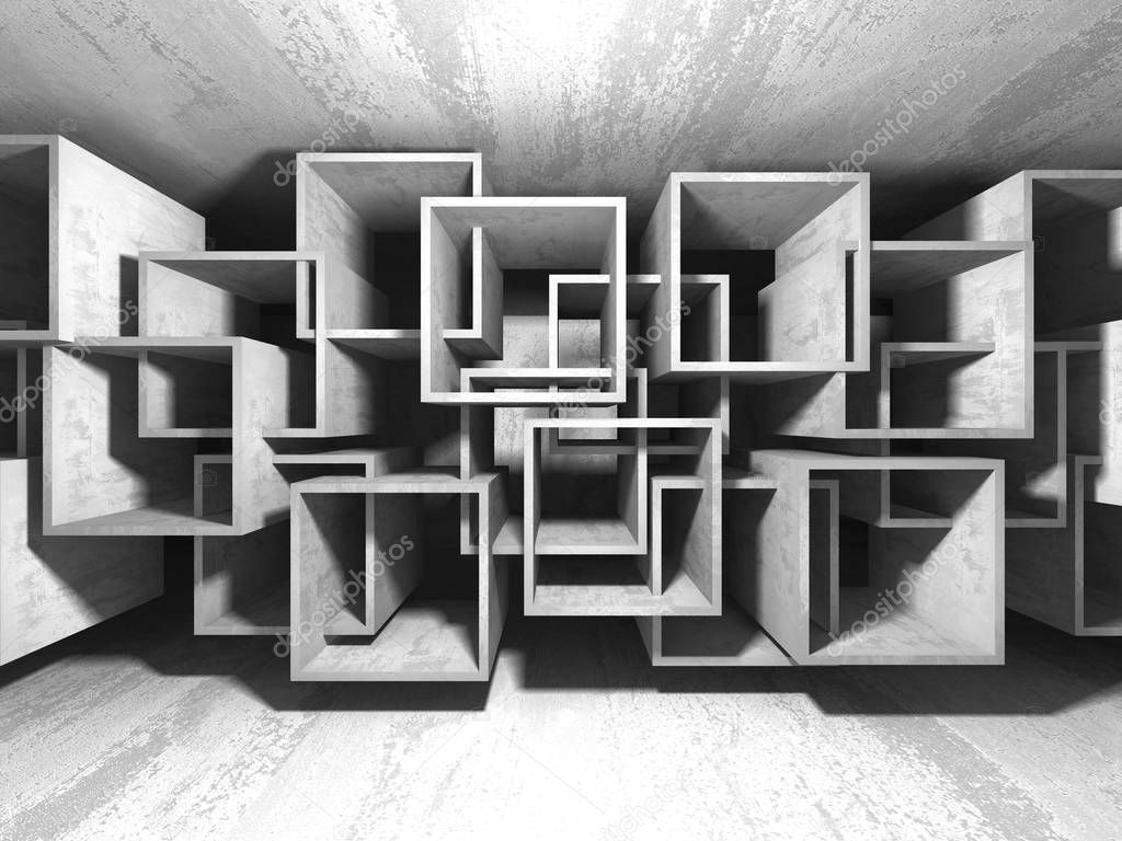 Abstract geometric concrete architecture background. 3d render illustration