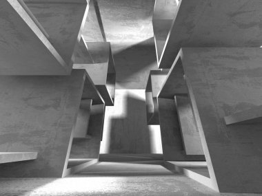 Geometrik beton mimari arka plan. 3D render illüstrasyon