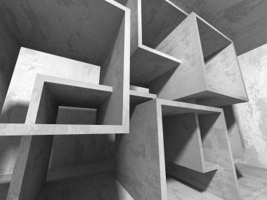 Geometrik beton mimari arka plan. 3D render illüstrasyon