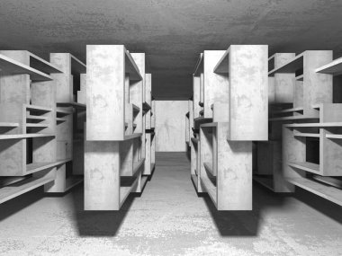 Geometrik beton mimari arka plan. 3D render illüstrasyon