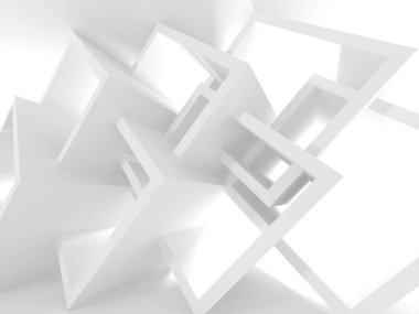 Soyut modern beyaz mimari arka planı. 3d resimleme