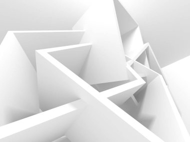 Soyut modern beyaz mimari arka planı. 3d resimleme