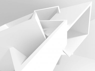 Fütüristik beyaz mimari tasarım arka plan. 3D render illüstrasyon