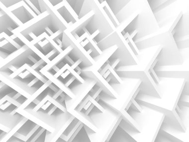 Fütüristik beyaz mimari tasarım arka plan. 3D render illüstrasyon