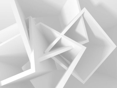 Beyaz Mimarlık inşaat Modern iç arka plan. 3D render illüstrasyon