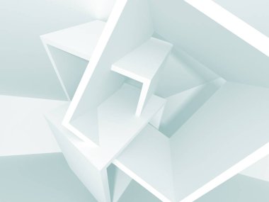 Soyut modern beyaz mimari arka planı. 3d resimleme