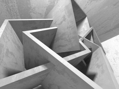 Geometrik beton mimari arka plan. 3D render illüstrasyon