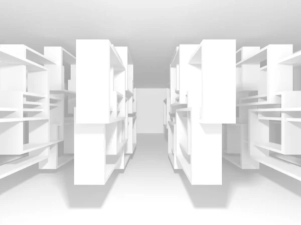 白色建筑建设现代室内背景 渲染图 — 图库照片