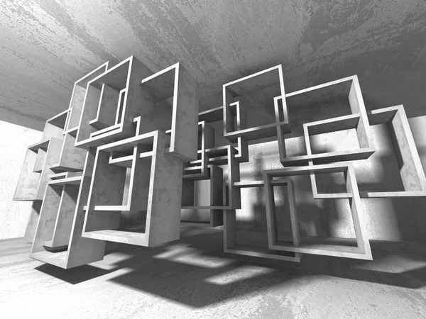 Dark Basement Empty Room Interior Concrete Walls Architecture Background Render — Stock Photo, Image