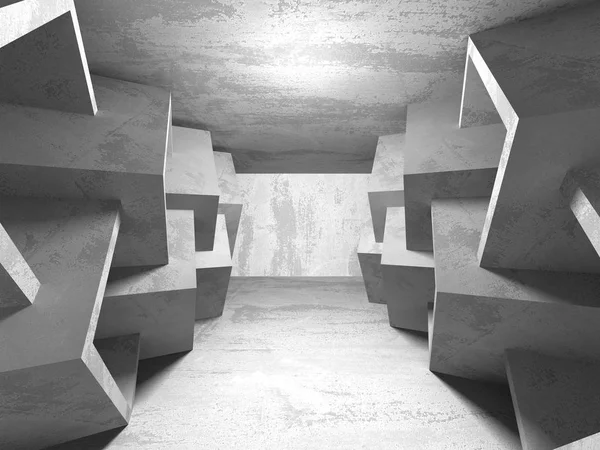 Cave Escura Interior Quarto Vazio Paredes Betão Antecedentes Arquitectónicos Renderizar — Fotografia de Stock
