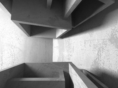 Geometrik beton mimari arka plan. 3D render illüstrasyon