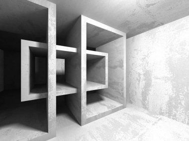 Geometrik beton mimari arka plan. 3D render illüstrasyon