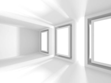 Soyut modern beyaz mimari arka planı. 3d resimleme