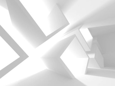 Soyut modern beyaz mimari arka planı. 3d resimleme