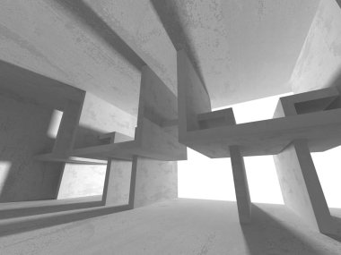 Geometrik beton mimari arka plan. 3D render illüstrasyon